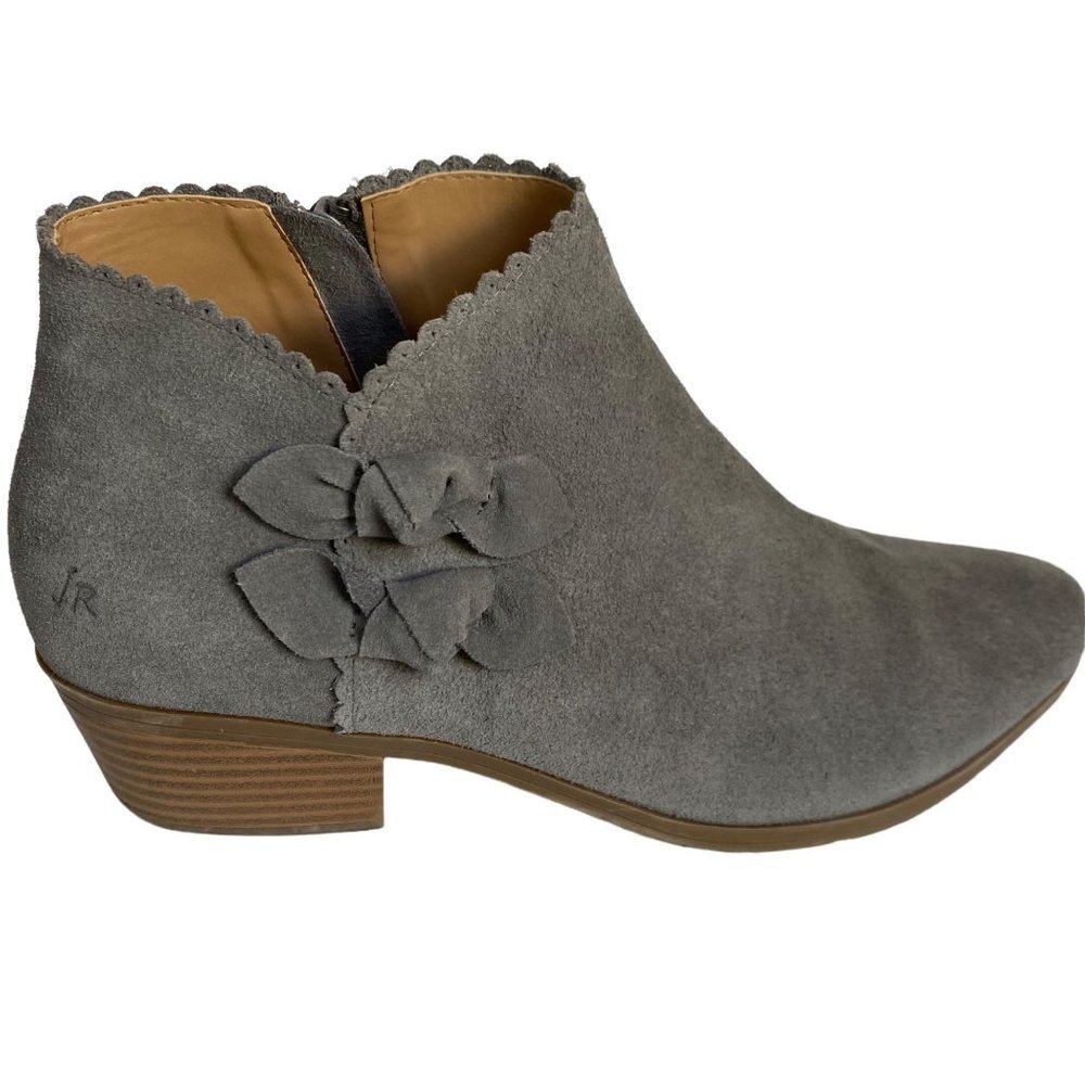 Jack Rogers Womens Booties Size 9.5 Kali Suede Ankle Boots Gray Chunky Heel - Picture 13 of 14